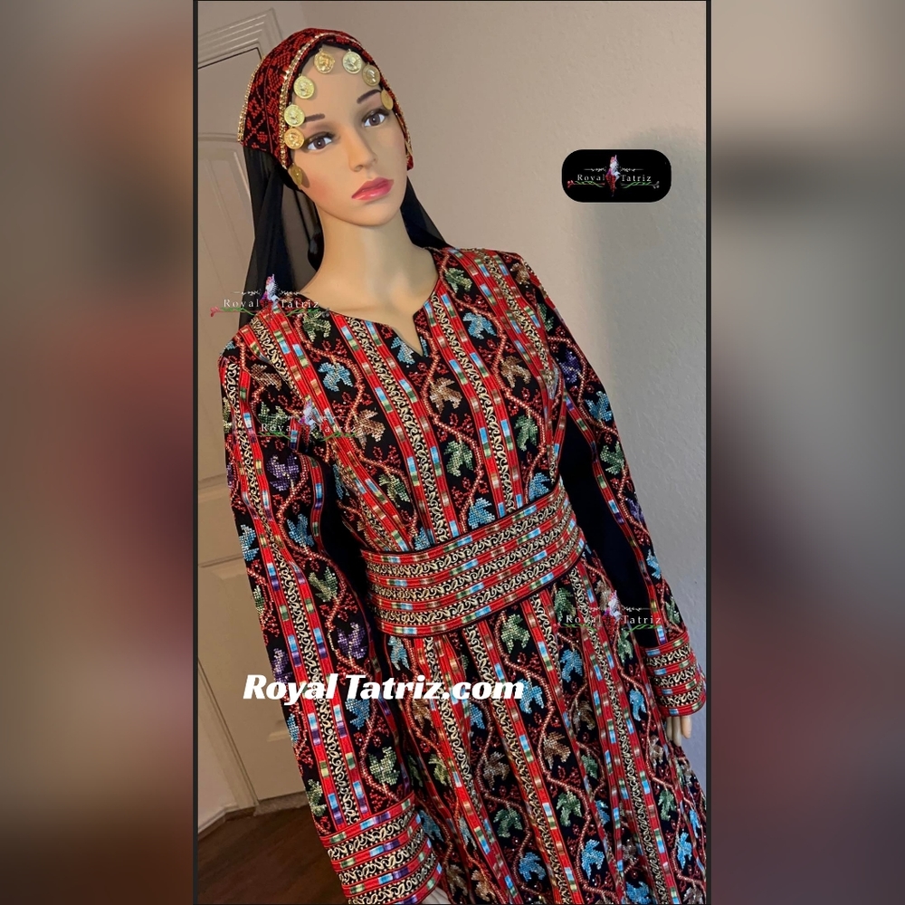 Tatreez,Long Fully  embroidery Palestinian Thoub.
